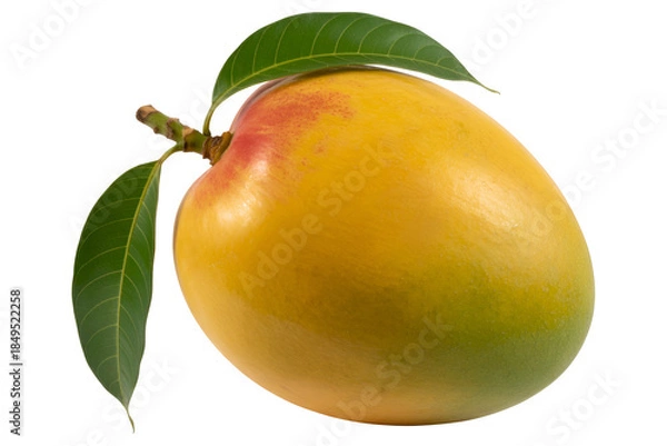 Obraz Single ripe mango with leaves