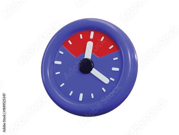 Obraz Wall clock icon 3d render concept of rounded clock icon vector illustration