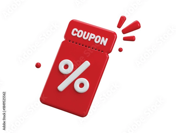 Obraz Discount coupon voucher icon 3d render concept of online store discount voucher icon vector illustration