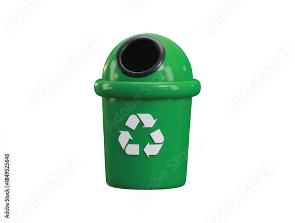 Obraz Recycle bin icon 3d render concept of waste trash garbage dustbin icon for clean environment recycle icon vector illustration