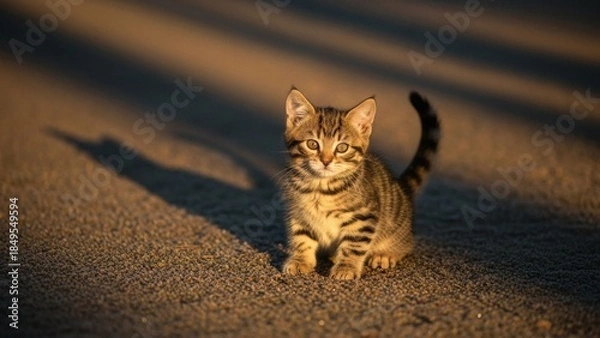Obraz Small Tabby Kitten on the Ground