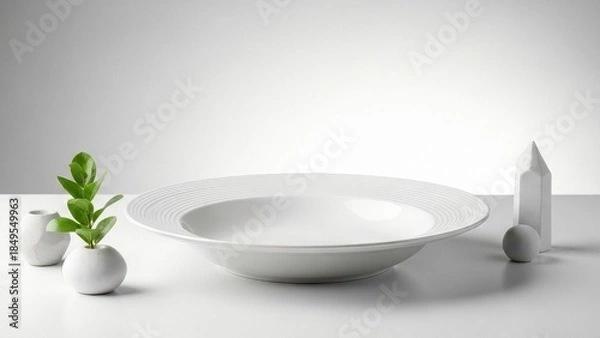 Obraz White Ceramic Soup Plate