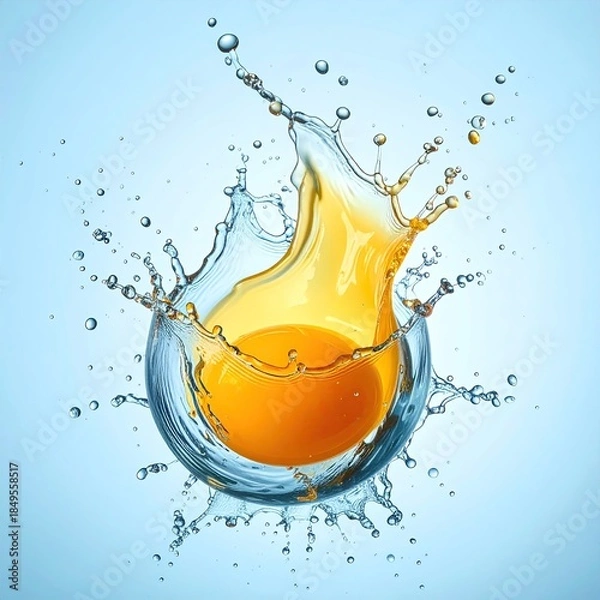 Obraz Orange sphere exploding in a watery splash
