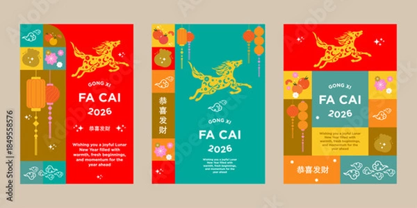 Obraz Colourful CNY colour block pattern illustration