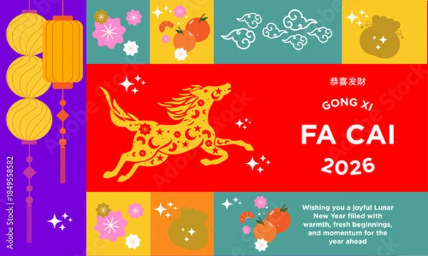 Obraz Colurful CNY colour block pattern illustration