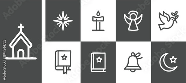 Fototapeta Religious symbols from various faiths and denominations