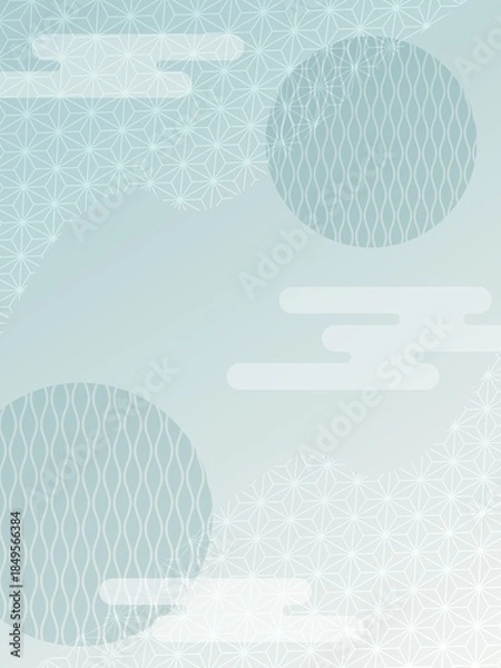 Obraz 和柄模様と雲の和風背景