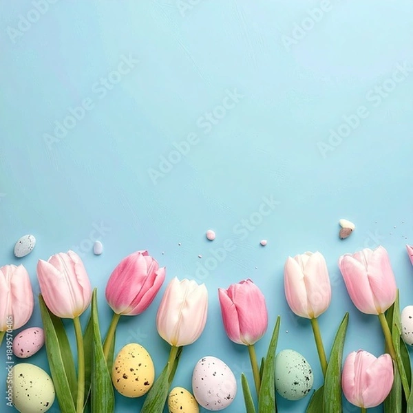 Obraz Pastel Easter floral border