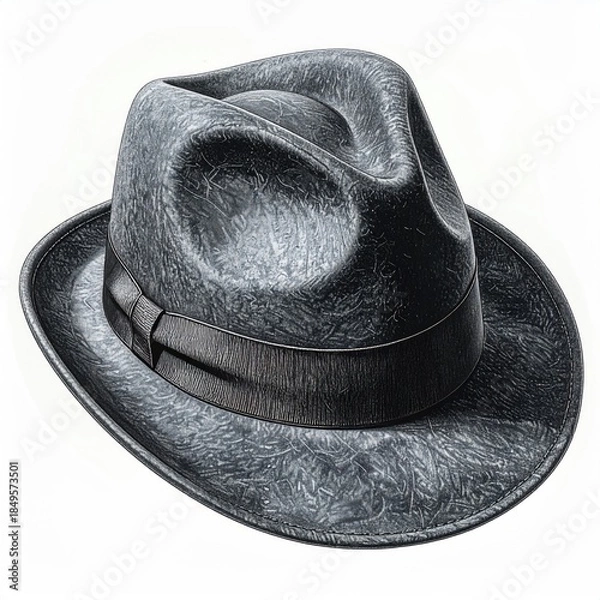 Obraz Gray fedora hat, slightly textured, angled view