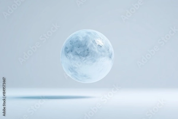 Obraz Floating Blue Sphere on a Minimalistic Background with Soft Shadows