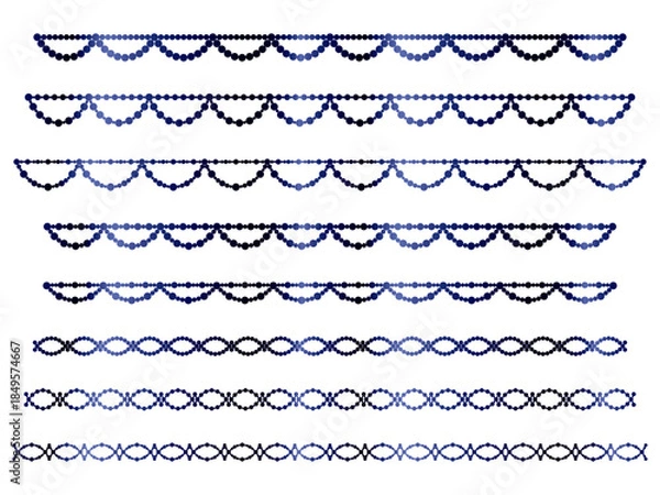 Obraz 丸、半円ラインうろこ1、14紺