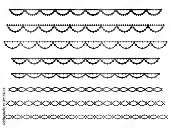 Obraz 丸、半円ラインうろこ1、19黒