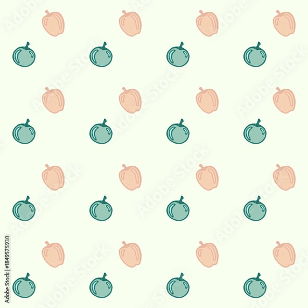 Obraz Vector seamless pattern with apples. Cute pastel-colored fruit background. Основные RGB