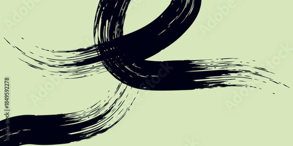 Obraz Hand drawn grainy green brush stroke with spray texture. Rough thick brush stroke texture. Grunge distress damaged old banner with zigzag bold line