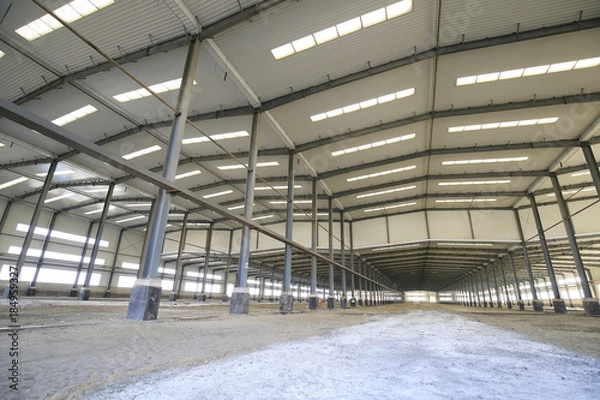 Fototapeta Steel frame structure workshop
