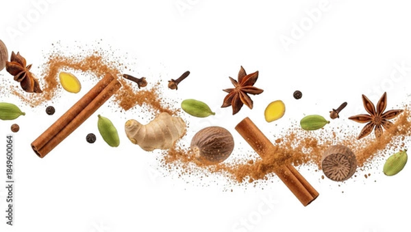 Obraz Spices collection isolated on transparent background