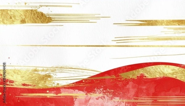 Obraz 優雅で抽象的な和柄、和風イメージの背景素材（お正月、お祝い素材）