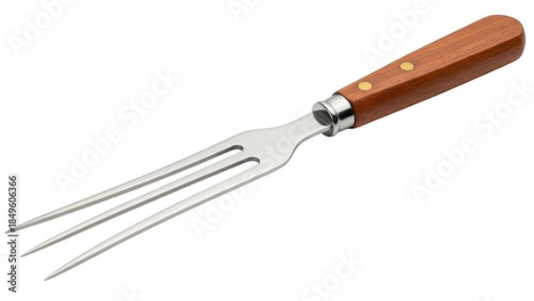 Obraz Wooden-handled carving fork isolated on transparent background