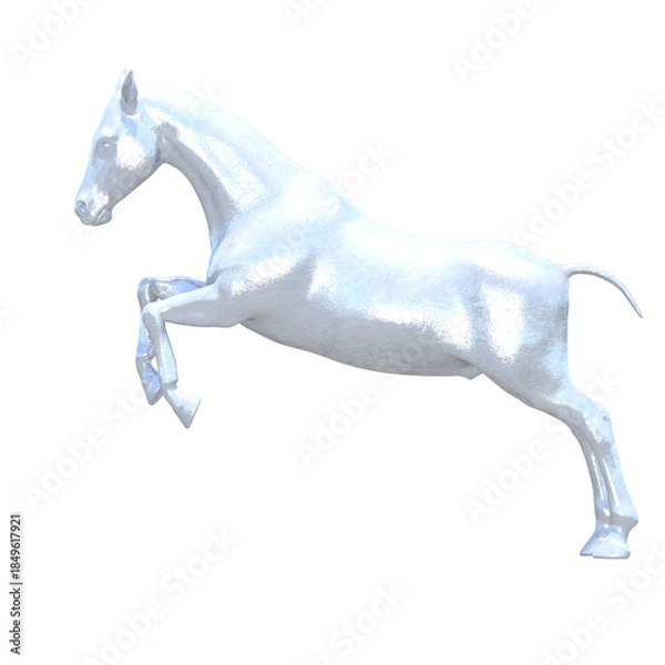Obraz 金属の馬 メタルの馬 馬 3DCG レンダリング画像 金属 メタル