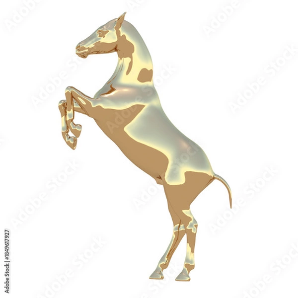 Obraz 金属の馬 メタルの馬 馬 3DCG レンダリング画像 金属 メタル