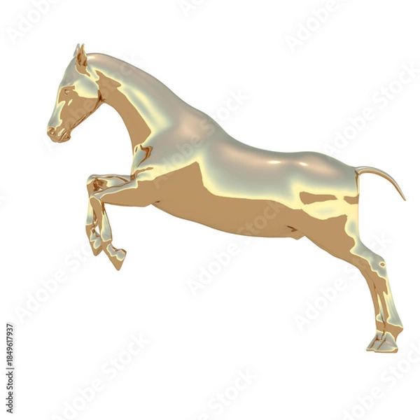 Obraz 金属の馬 メタルの馬 馬 3DCG レンダリング画像 金属 メタル