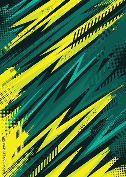 Obraz Dynamic Grunge Green Lighting Lines Abstract Design

