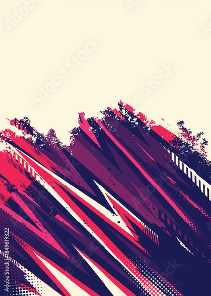 Obraz Dynamic Abstract Grunge Red Lighting Lines with bright background
