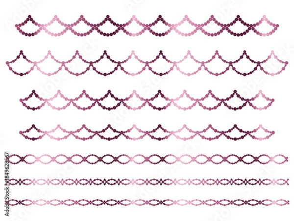 Obraz 丸、半円ラインうろこ2、3ピンク