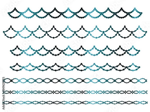 Obraz 丸、半円ラインうろこ2、16青緑