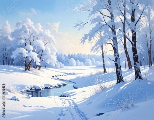 Fototapeta snow covered trees