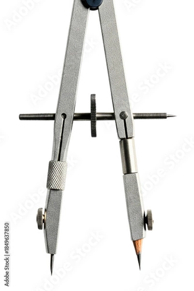 Obraz Precision drafting compass with pencil point for drawing isolated with transparent background