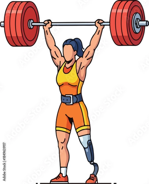 Obraz Motivational Paralympic Weightlifting Athlete Character Design