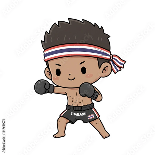 Obraz Chibi Muay Thai Boy Boxing
