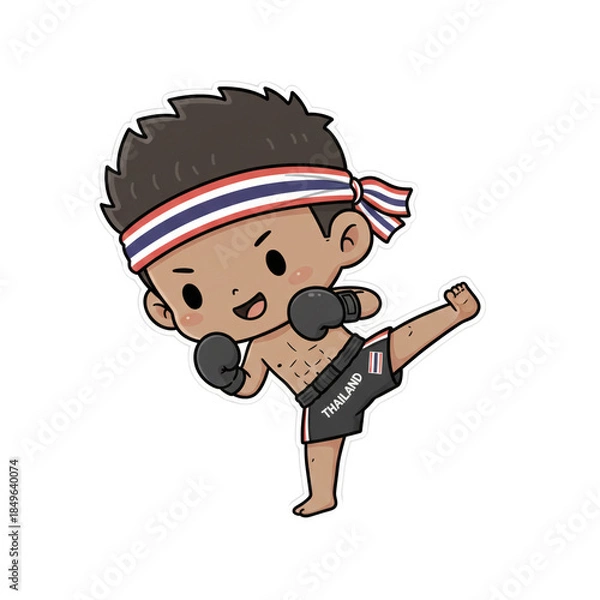 Obraz Chibi Muay Thai Boy Boxing