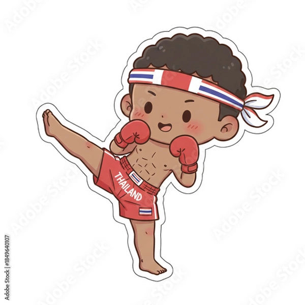 Obraz Chibi Muay Thai Boy Boxing