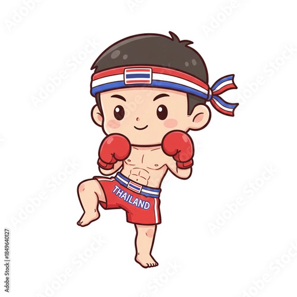 Obraz Chibi Muay Thai Boy Boxing