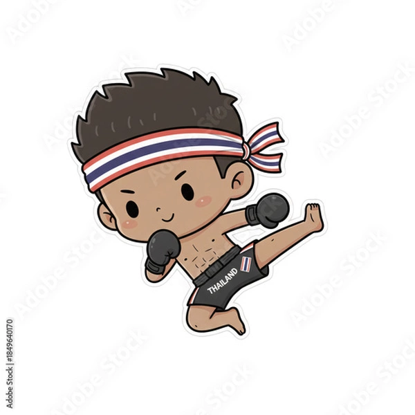 Obraz Chibi Muay Thai Boy Boxing