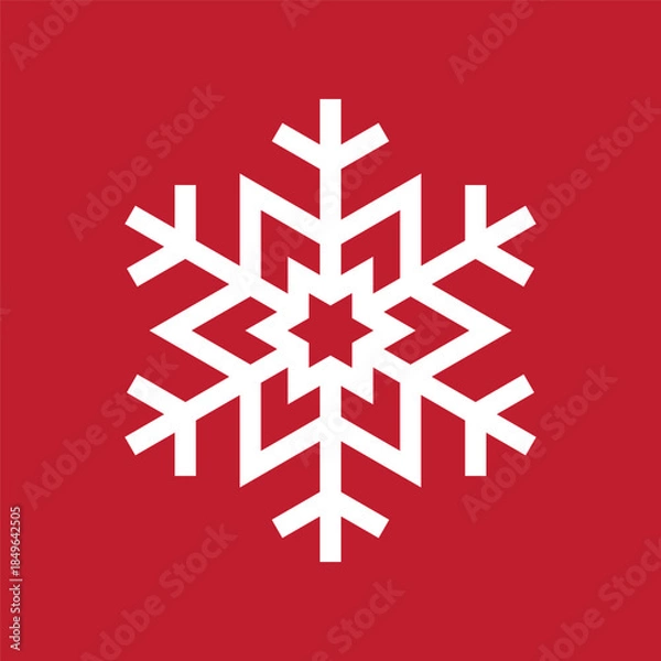 Obraz Basic Simple Minimalist Snowflake 19th Style for Christmas. Editable Icon Vector