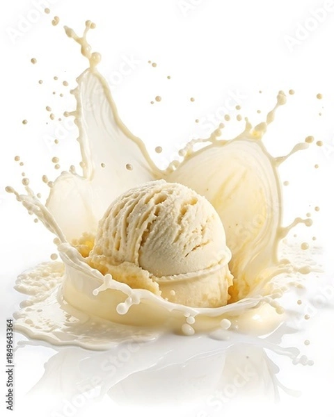Fototapeta Vanilla Ice Cream Splashing with Milk
