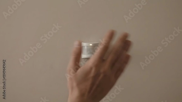 Obraz Hand Holding Small White Container Object.