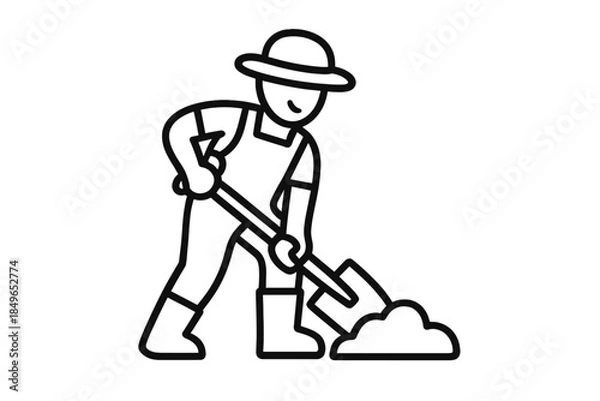 Obraz Farmer digging with a shovel icon