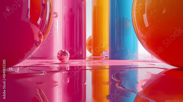 Obraz abstract background with colorful bubbles