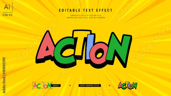 Obraz 文字の重なりに対応している立体的なデザインのグラフィックスタイルテンプレート