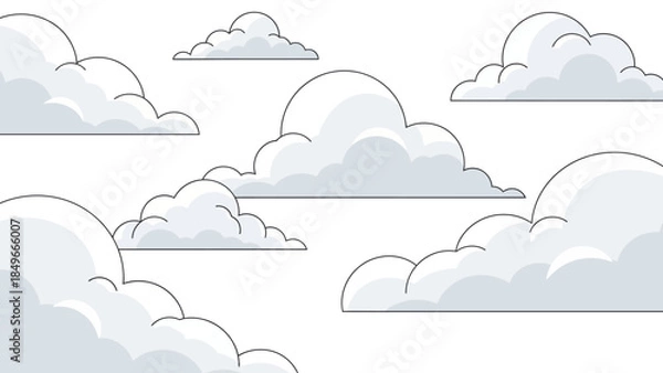 Fototapeta Seamless pattern of fluffy clouds in a clear sky vector illustration