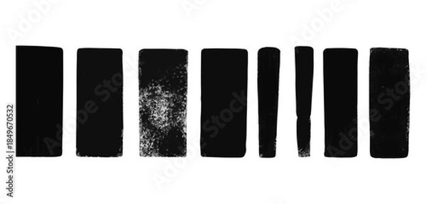 Obraz Black Grunge Brush Stroke Rectangles Set Abstract Ink Texture