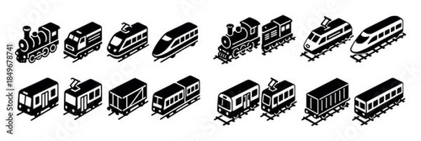 Obraz Isometric Train Icons