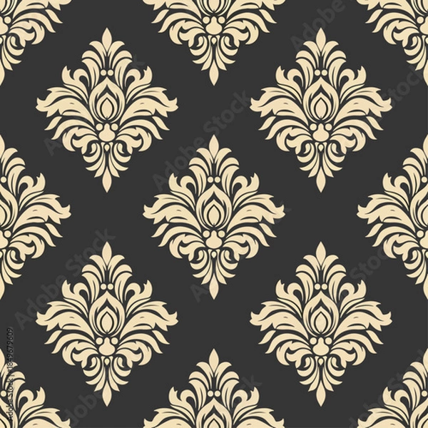 Obraz damask seamless pattern vector for wallpaper, this damask pattern vector is ideal for textiles, packaging and elegant damask pattern vector prints