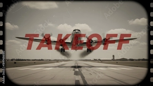 Obraz Airplane Taking Off from Runway.