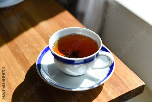 Fototapeta cup of tea on the woden table