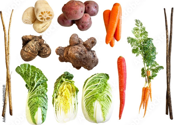 Fototapeta 切り抜き透過素材セットー冬野菜3
